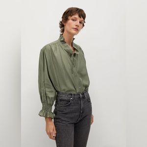 MANGO Ruffled neck blouse